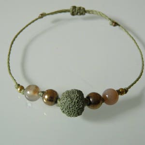 Bracelet beads &#39;Balance&#39;, lava stone, Pyrite, Agate, Lithotherapy, aromatherapy, Meditation and essential oil diffuser