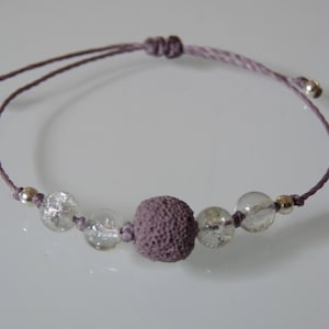 Beaded bracelet &quot;Clarity&quot;, lava stone, rock crystal, diffuser oils, Meditation, Crystal healing, aromatherapy