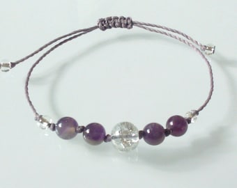 Bracelet « Créativité et Régénération » en Quartz Rose, Améthyste et O