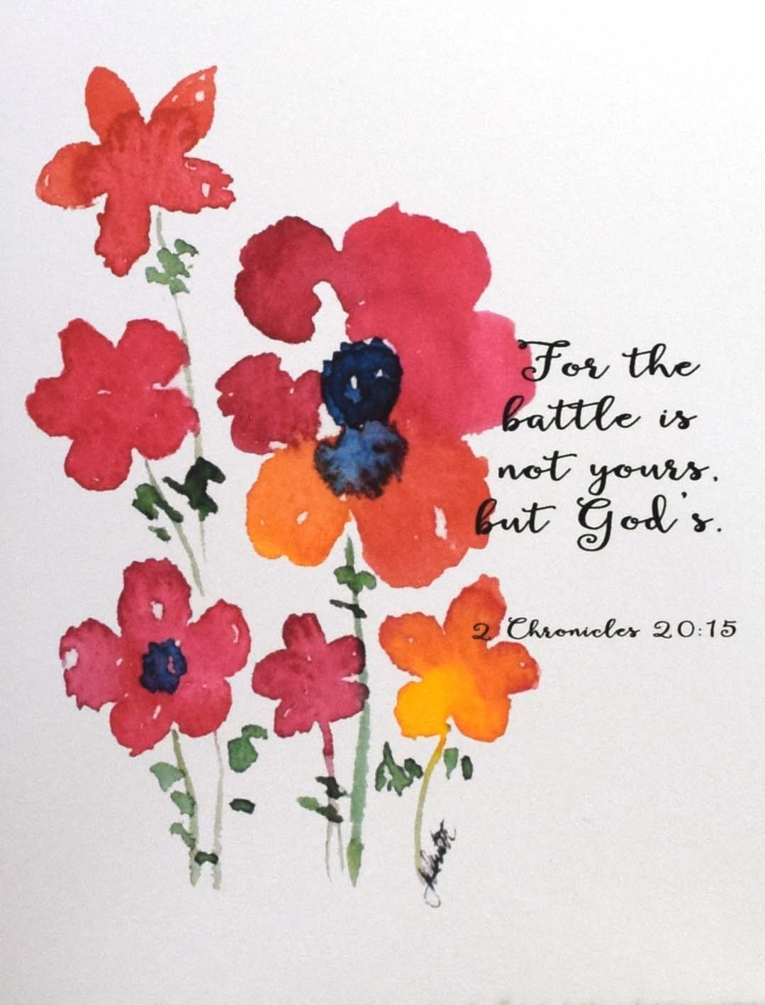Bible Verse Watercolor Printed Card 2 Chronicles 20:15 | Etsy