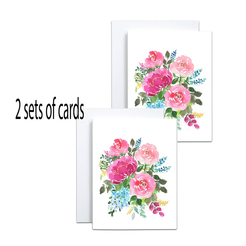 Hand Painted Watercolor Roses Bouquet Greeting Cards Prints - Etsy