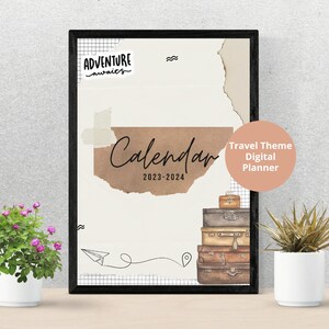 Travel, blue and green themed Digital Planner, Goodnotes 2023-2024 Academic Year Calendar