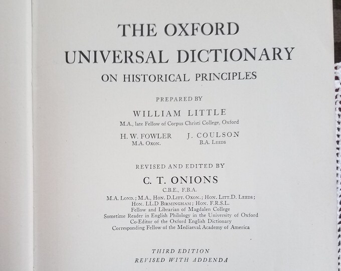 1955 Copy of the Oxford Universal Dictionary on Historical Principles