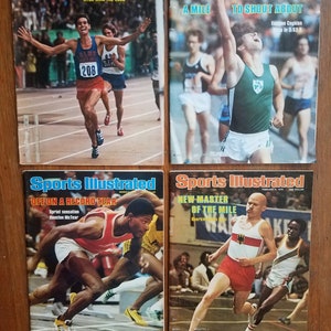 Collection of four Vintage Sports Illustrated Magazines with covers that focus on Track/Running the Mile, 1970s