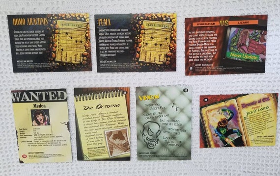 7 Card Collection of Spiderman Premium Cards, '96. - Etsy