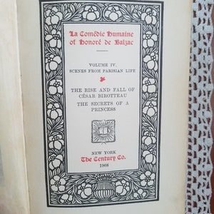 La Comedie Humaine, Vol IV, Scenes from Parisian Life, Honore de Balzac 1908