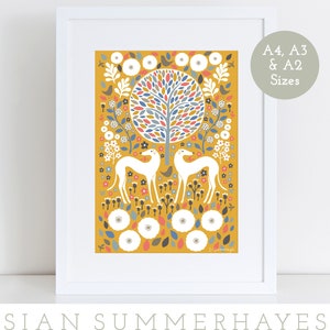 Scandi Mustard Greyhound Giclee Print, Size A4 A3 A2, Art Print, Scandinavian Art, Dog Lover Gift, Pet Gift, Greyhound Whippet Lurcher Art