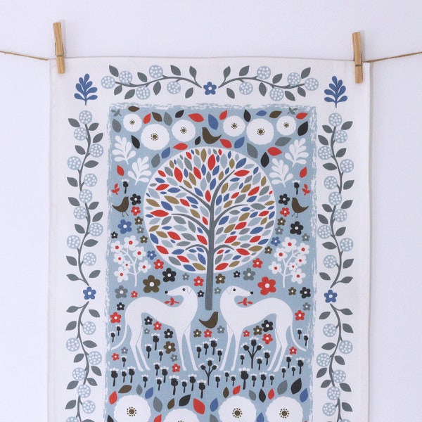 Greyhounds Theedoek | Zwaargewicht Katoen | Volksstijl | Keukenhanddoek | Keukentextiel | Mooie housewarming Gift | Hond Gift