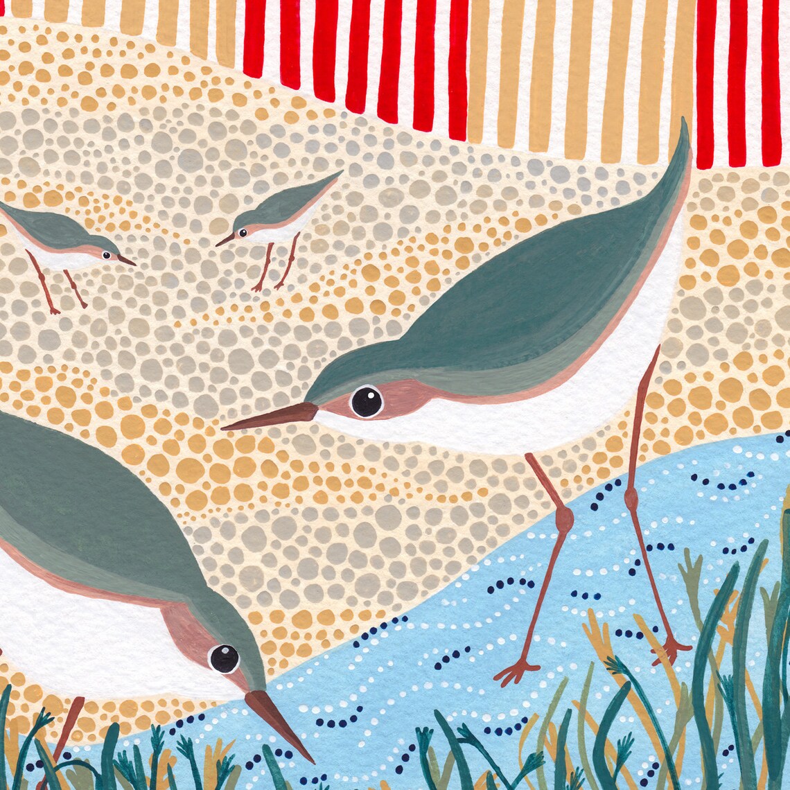 Beach Birds Art Print Bird Art Bird Illustration Bird Etsy