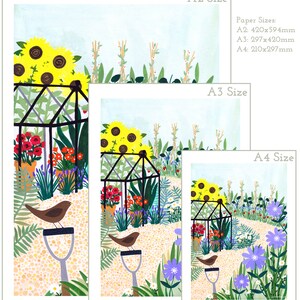 Giclée-konsttryck med trädgårdsskötsel — Illustration av botanisk trädgård och väggkonst med växthusmotiv bild 6