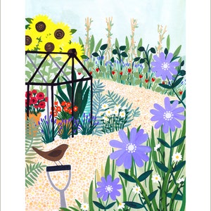 Giclée-konsttryck med trädgårdsskötsel — Illustration av botanisk trädgård och väggkonst med växthusmotiv bild 3