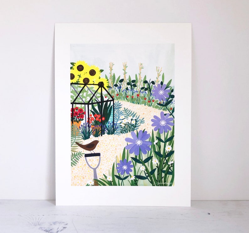 Giclée-konsttryck med trädgårdsskötsel — Illustration av botanisk trädgård och väggkonst med växthusmotiv bild 5