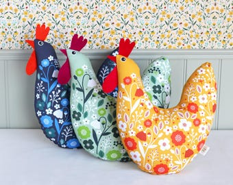 Chicken Cushion | Floral Print, Cotton Blend, Decorative Accent (3 Colours)