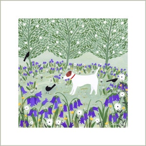 Jack Russell Among Bluebells Print, Giclee Print, Dog Print, Dog Illustration, Woodland Art, Dog Art, Dog Gift, Terrier Gift, Pet Portrait image 2