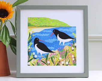 Coastal Sea Birds Giclée Art Print — Seagull Illustration & Seaside Wall Decor