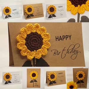 Handmade Greeting Card with Crochet Sunflower