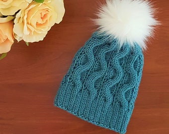 KNITTING PATTERN - Faith Cable Beanie - PDF - Instant download - Adult - Women's