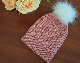 Daisy Ribbed Beanie Knitting Pattern - Adult Woman - PDF - Download