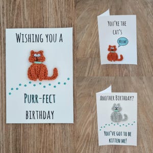Handmade Crochet Greeting Card - Cat design