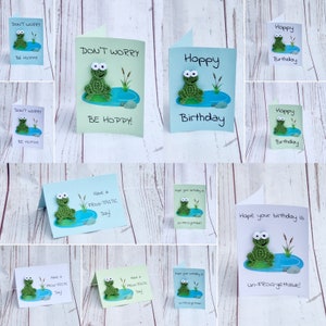 Handmade Greeting Card with Crochet Frog