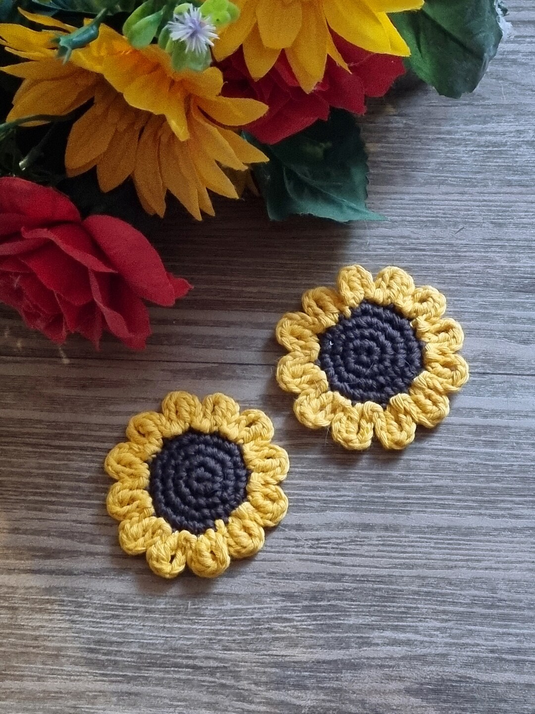 CROCHET PATTERN - Sunflower Applique - Flower - PDF - Instant Download ...