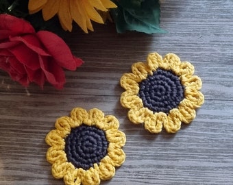 CROCHET PATTERN - Sunflower Applique - flower - PDF - Instant Download