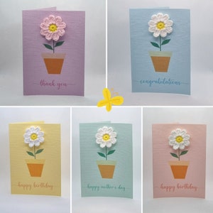 Handmade Greeting Card with Crochet Daisy