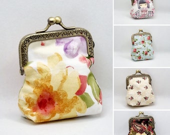 Handmade Fabric Coin Purse with Antique Gold Clasp - Small