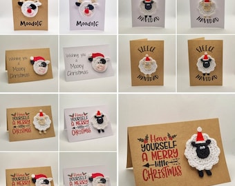 Handmade Christmas Card with Crochet Animal Ornament