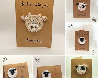 Handmade Greeting Card with Crochet Animal