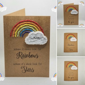 Handmade Greeting Card with Embroidered Rainbow