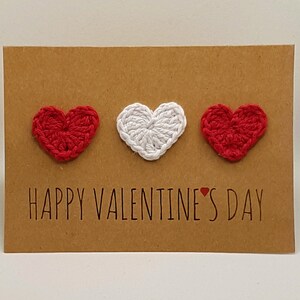 Handmade Valentine's Day Card with Crocheted Hearts