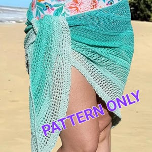 CROCHET PATTERN - Blocked Mesh Sarong - Beach Coverup - PDF