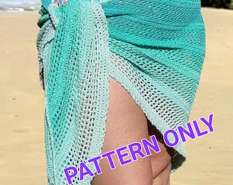 CROCHET PATTERN - Blocked Mesh Sarong - Beach Coverup - PDF