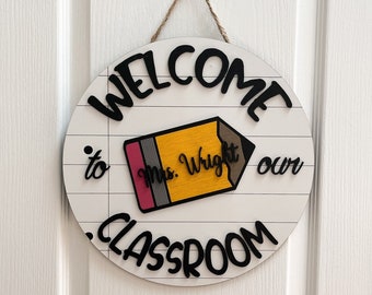 Teacher Door Sign - Personalized Teacher Sign - Classroom Door Decor - Classroom Door Hanger - Teacher Name Sign - Classroom Sign