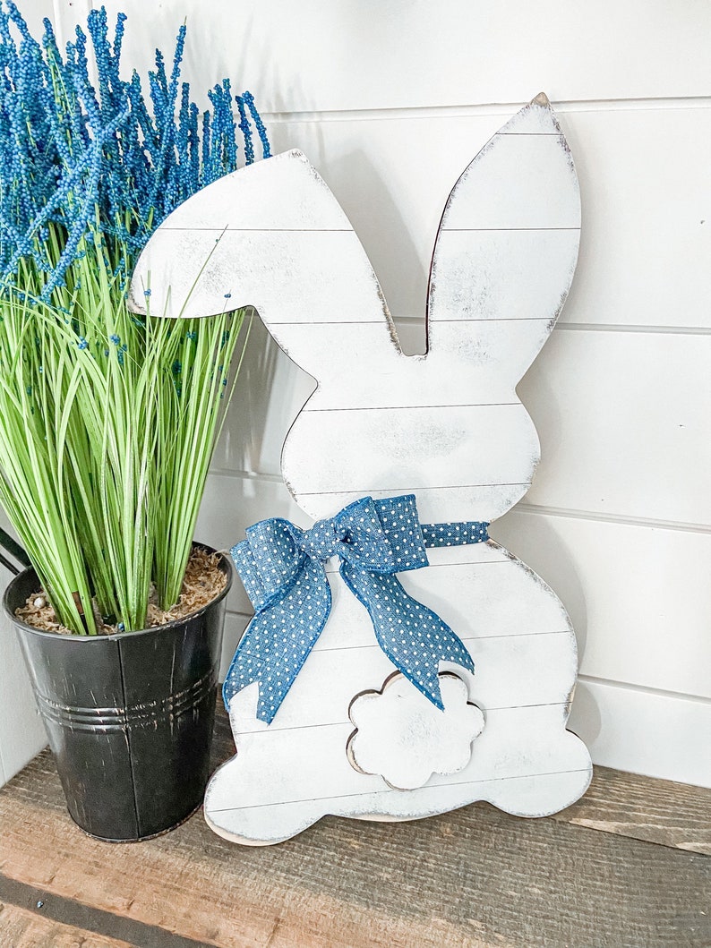 Farmhouse Easter Bunny Rustic Easter Bunny Wooden Bunny image 1 - spring home decor ideas