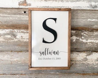 Personalized Wooden Family Name Sign With Established Date - Personalized Wedding Gift - Family Name Sign - Wedding Gift - Established Sign