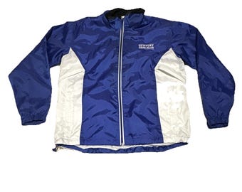 Vintage 90s Windbreaker M Newport Rhode Island Blue White Embroidered Jacket