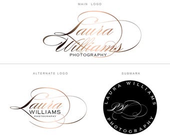 PREMIUM Branding Package - Luxury Rose Gold Black Logo - Photography Logo Hair Salon Wedding Event Planner Logo Makeup Artist Business Card
