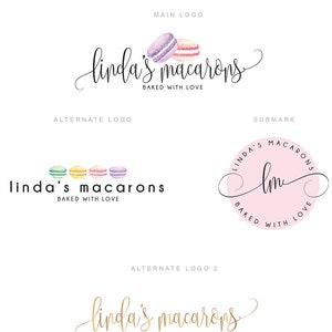 PREMIUM Branding Package French Macarons Logo Watercolor - Etsy