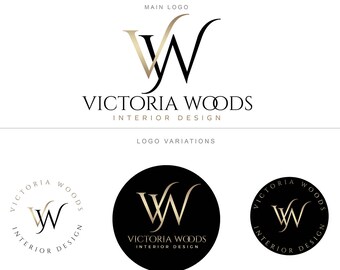 PREMIUM Branding Package - Luxury Gold Black Logo - Hair Salon Wedding Planner Logo Photography Logo - Makeup Artist - Business Card Design