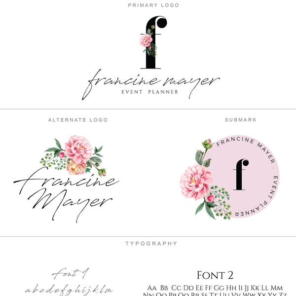 Brandstempel Paket - Aquarell Blumen erste Monogramm-Logo - Event-Planer Logo - Fotografie Logo Boutique Logo Make-up Artist Friseursalon