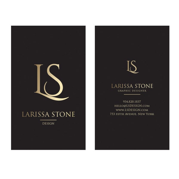 Gold & Black Business Card Design - Luxury Business Card - Premade Business Card - Printable Business - Gold Calling Card - Graphic Design