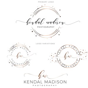 Branding Package - Rose Gold Circles Confetti Logo - Event Planner Logo - Photography Logo Boutique Logo Makeup Artist Hair Nail Salon Logo