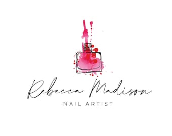 Vorgefertigte Logo-Design, Nagel lackieren Aquarell Logo, Nail Art Logo, Nail Salon Logo, Nail Artist Techniker, Nail Bar Logo, Nail Artist Branding Logo