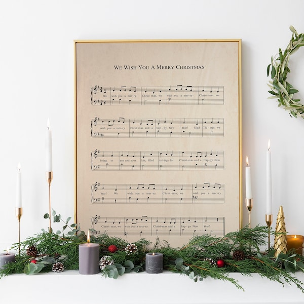 We Wish You A Merry Christmas Sheet Music Printable Wall Art, Vintage Christmas Carol Scores, Sheet Music, Christmas Scores,Christmas Chords