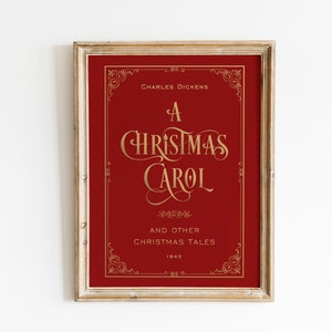 Ein Weihnachtslied-Bucheinband, druckbare Wandkunst, Charles Dickens-Druck, ein Weihnachtslied-Buchseitendruck, Feiertags-Wanddekoration, Vintage-Buchseite