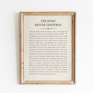 The Night Before Christmas Printable Wall Art, Vintage Christmas Sign,Vintage Book Page Print,Old Book Page Christmas Poster,Christmas Decor