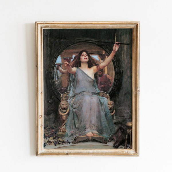 Circe Offering the Cup to Odysseus Printable Artwork (1891), John William Waterhouse, Classic Painting Poster Print, Antique Oil Painting