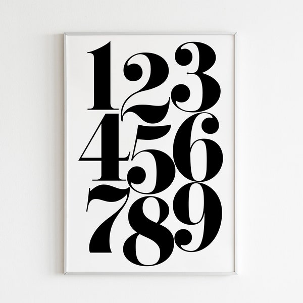 Numbers Wall Art, Printable Poster, Scandinavian Poster, Minimalist Print, Affiche Scandinave, Numbers Poster,Nursery Poster,Kids Room Print